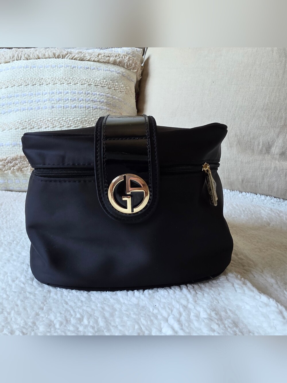 Giorgio Armani  Parfume Black Cosmetic Pouch with Gold Logo
